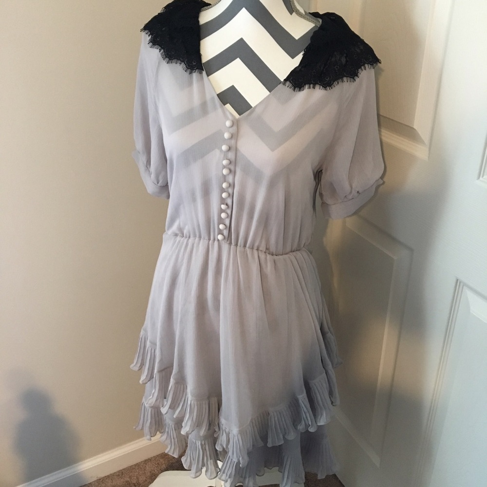 Anthropologie Chiffon Ruffle Dress